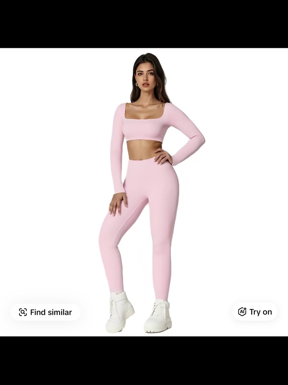 Lilac Two-Piece Active Set - Long Sleeve Crop Top + High-Waist Leggings